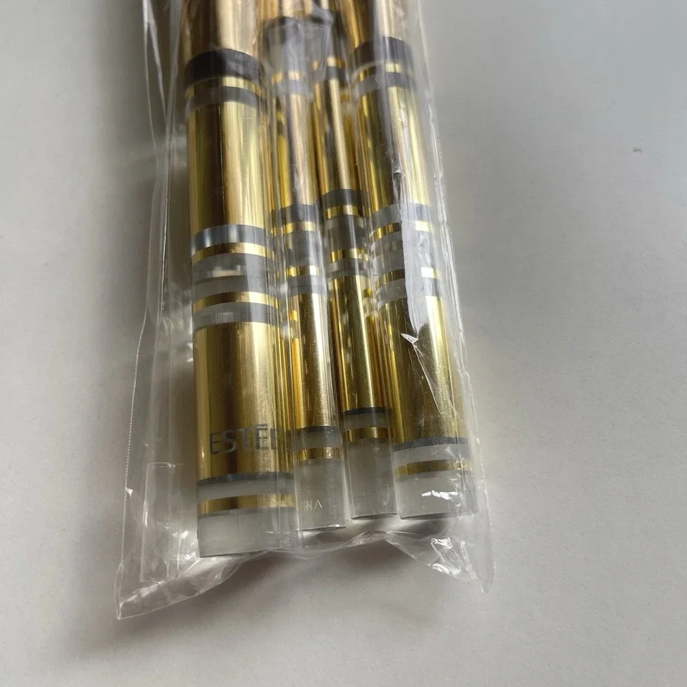 Vtg New Estee Lauder Makeup Brushes Set Of 4 Powder Blush‎ Face Eyes Gold Clear